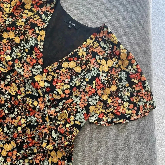 Madewell Short Sleeve Peplum Wrap Floral Blouse Top XXS - Picture 2 of 10